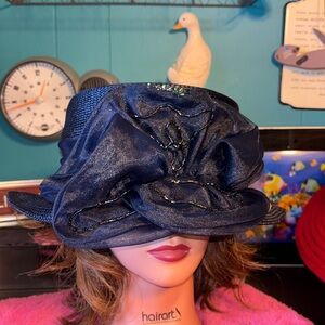 Vintage Boutique Kate’s Canada BLUE firm Briam Derby hat with extra extravagant,